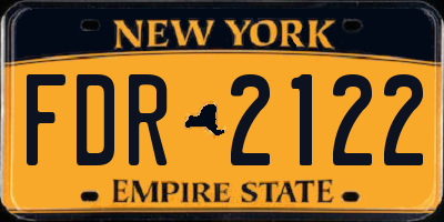 NY license plate FDR2122
