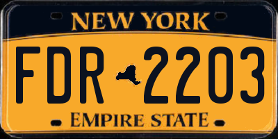 NY license plate FDR2203