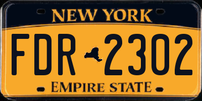 NY license plate FDR2302