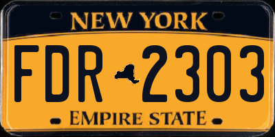 NY license plate FDR2303