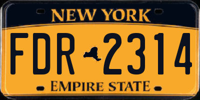 NY license plate FDR2314