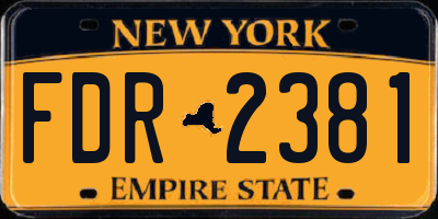 NY license plate FDR2381