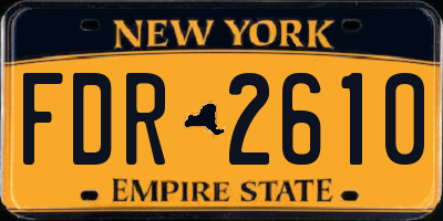 NY license plate FDR2610