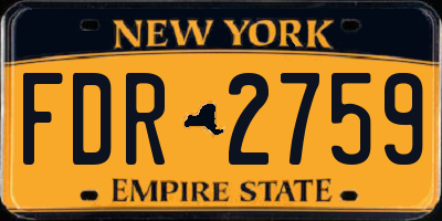 NY license plate FDR2759
