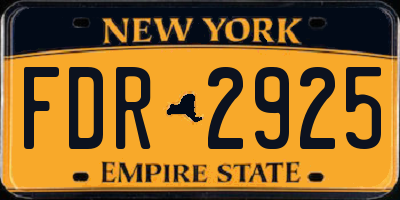 NY license plate FDR2925
