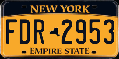 NY license plate FDR2953