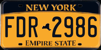 NY license plate FDR2986