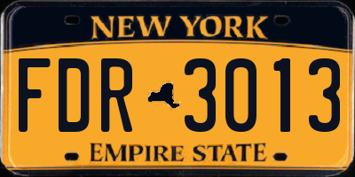 NY license plate FDR3013
