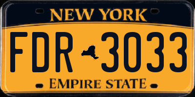 NY license plate FDR3033