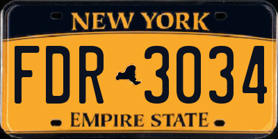 NY license plate FDR3034