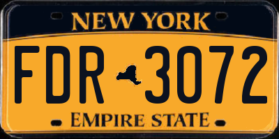 NY license plate FDR3072