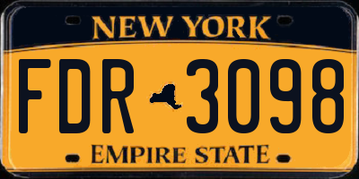 NY license plate FDR3098