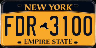 NY license plate FDR3100
