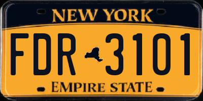 NY license plate FDR3101