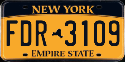 NY license plate FDR3109