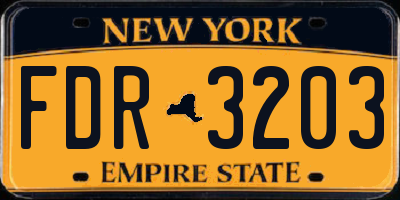 NY license plate FDR3203