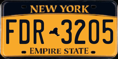 NY license plate FDR3205