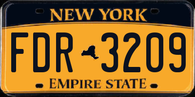 NY license plate FDR3209