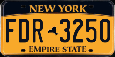 NY license plate FDR3250