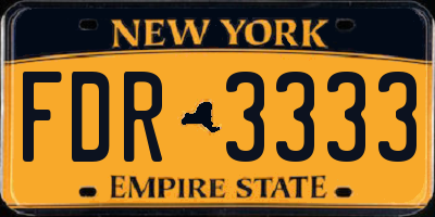 NY license plate FDR3333