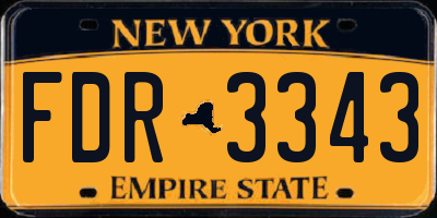 NY license plate FDR3343