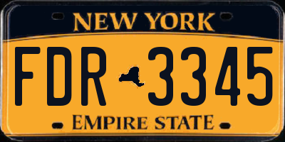 NY license plate FDR3345