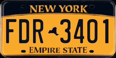 NY license plate FDR3401