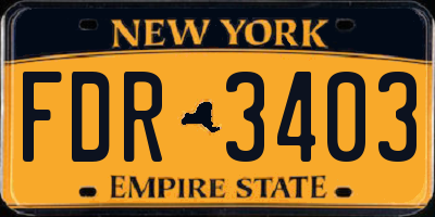 NY license plate FDR3403