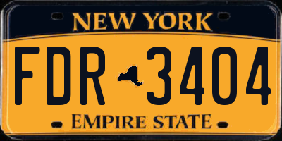 NY license plate FDR3404