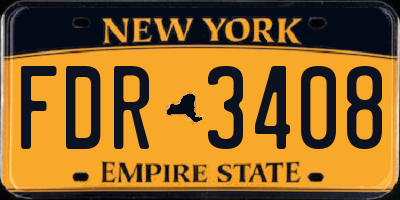 NY license plate FDR3408