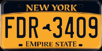 NY license plate FDR3409