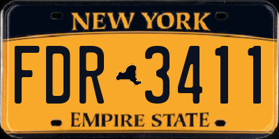 NY license plate FDR3411
