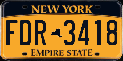 NY license plate FDR3418