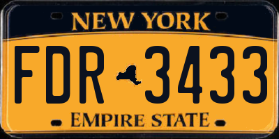 NY license plate FDR3433