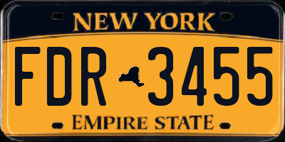 NY license plate FDR3455