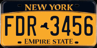 NY license plate FDR3456
