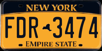 NY license plate FDR3474