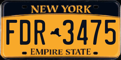 NY license plate FDR3475