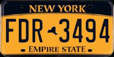 NY license plate FDR3494