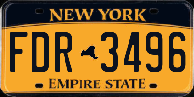 NY license plate FDR3496