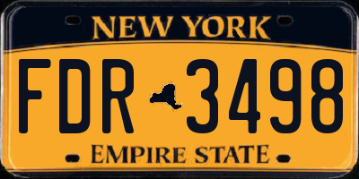 NY license plate FDR3498