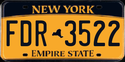 NY license plate FDR3522