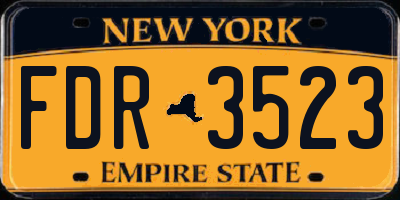 NY license plate FDR3523