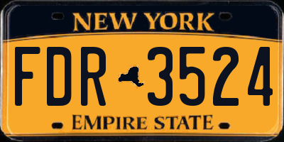 NY license plate FDR3524