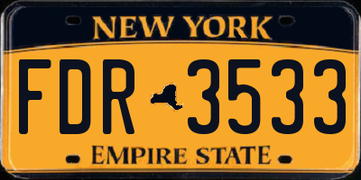 NY license plate FDR3533