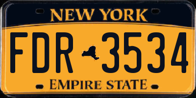 NY license plate FDR3534
