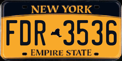 NY license plate FDR3536