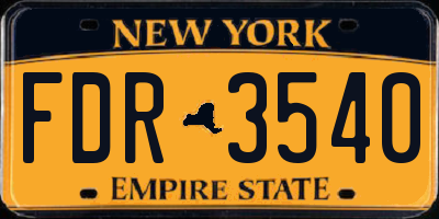 NY license plate FDR3540