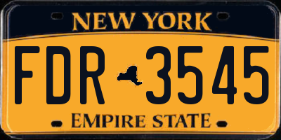 NY license plate FDR3545