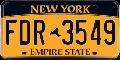 NY license plate FDR3549
